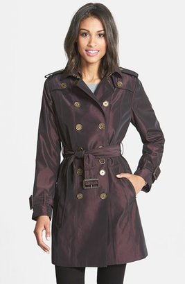 London Fog Iridescent Double Breasted Trench Coat (Online Only)
