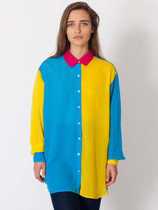 American Apparel Color Block Oversized Button-Up