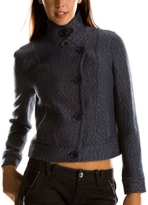Armani Exchange Cropped Multicolor Tweed Jacket