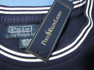 Polo Ralph Lauren Crew Neck Knit T-Shirt Blue w/ White Stripes Sz L NWT $60