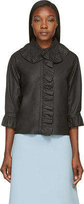 J.W.Anderson Black Leather French Ruffle Blouse