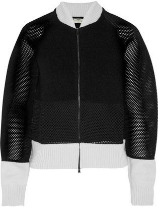 Fendi Mesh-paneled wool-blend bomber jacket