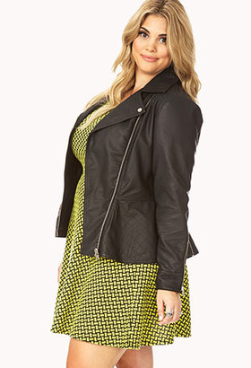 Forever 21 Quilted Peplum Faux Leather Jacket
