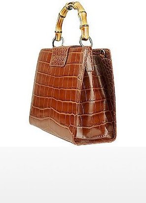 Buti Brown Croco-embossed Leather Compact Tote Bag