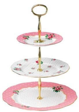 Royal Albert Royal Doulton fine bone china 'Cheeky Pink' floral cake stand