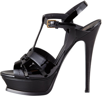 Saint Laurent Tribute Patent Platform Sandal, Black