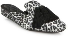 LMN / Luxe Me Now Fringe with Benefits Cheetah-Print Satin Slippers