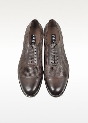 Fratelli Rossetti Dark Brown Woven Leather Lace up Shoe