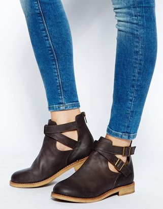 ASOS ALL I WANT Leather Cut Out Ankle Boots