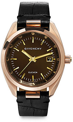 Givenchy Eleven Rose Goldtone Stainless Steel & Crocodile-Embossed Leather Strap Watch