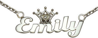 Fine Jewelry Disney Personalized Girls Diamond-Accent Tiara Sterling Silver Name Necklace