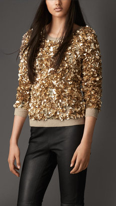 Burberry Wool Cashmere Crushed Sequin Jumper