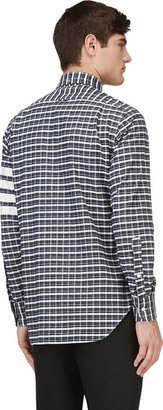 Thom Browne White & Navy Plaid Flannel Shirt