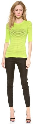Yigal Azrouel Knit Pointelle Fitted Tee