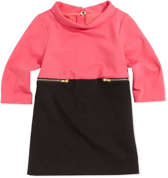 Milly Minis Colorblock Zip-Detail Dress, Candy/Black, Girls' 8-14