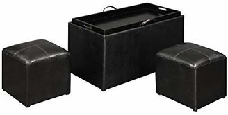 Sheridan Convenience Concepts Designs4Comfort Storage Bench with 2 Side Ottomans