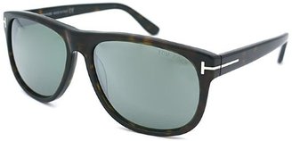 Tom Ford TF236 Olivier 52Q Havana Plastic Sunglasses Mirror Grey Lens