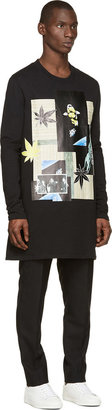 Raf Simons Black Graphic Collage Print Long Fish Sweatshirt