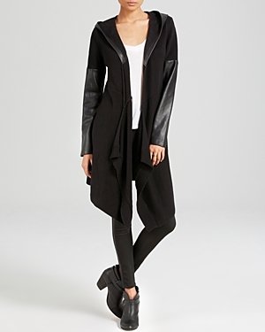Blank NYC Cardigan - Faux Leather Sleeve