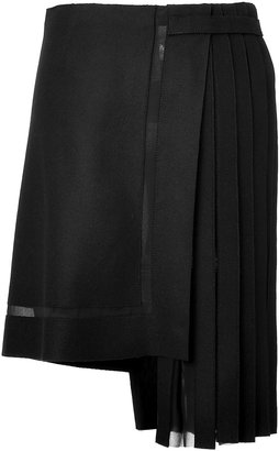 Iceberg Wool Pleated Asymmetric Skirt in Black