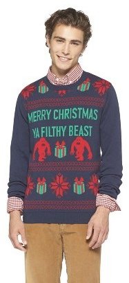 Mossimo Men's Beast Ugly Christmas Sweater - Navy