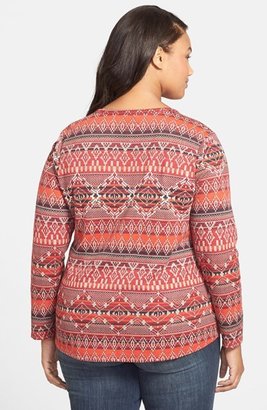 Lucky Brand Intarsia Thermal Henley Top (Plus Size)