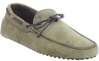 Tod's military green suede 'New Gommini' driving loafers