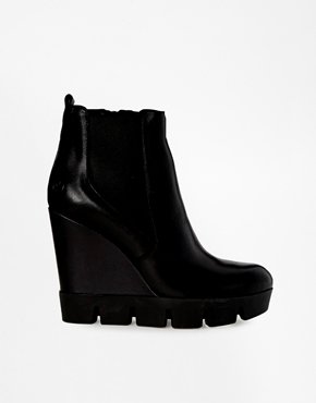 Bronx Chunky Wedge Ankle Boots - Black