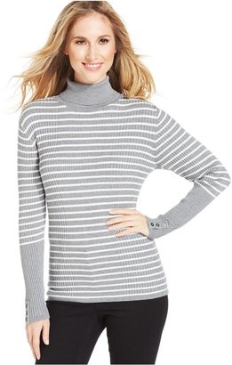 Style&Co. Striped Turtleneck Sweater