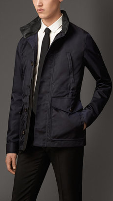 Burberry Showerproof Field Jacket with Leather Detail