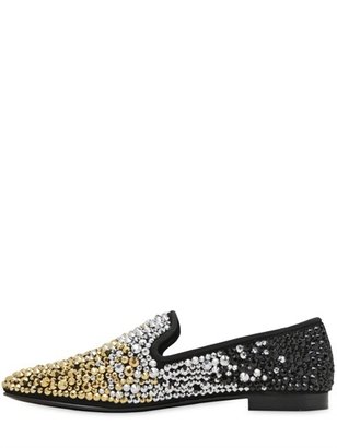 10mm Gradient Embellished Suede Loafers