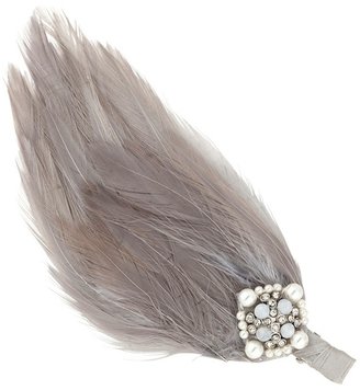 Butterfly by Matthew Williamson Designer grey feather embellished hair clip