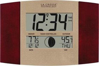 La Crosse Technology LCRWS8117UITC, Digital Atomic Wall Clock (Indoor/Outdoor Temperature/ Wood Finish)