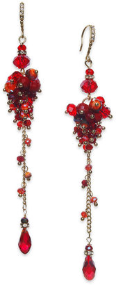 c.A.K.e. by Ali Khan Gold-Tone Red Bead Cluster Drop Earrings