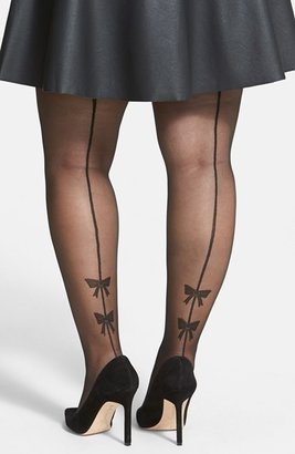 Pretty Polly Bow Detail Back Seam Tights (Plus Size)