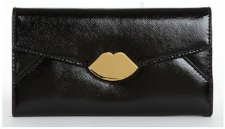 Lulu Guinness Black lips large flap over purse