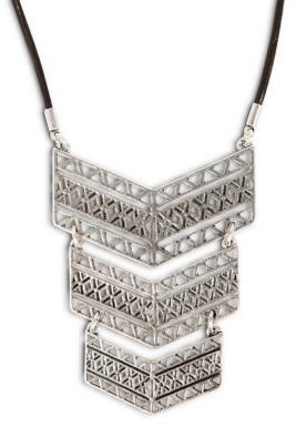 Lucky Brand Silver-Tone Triple Plaque Necklace