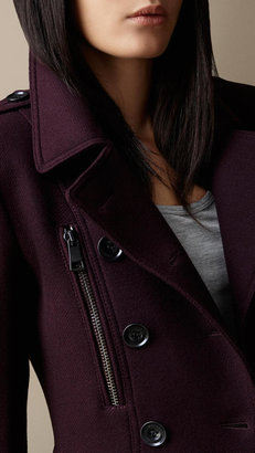 Burberry Double Wool Twill Zip Detail Coat