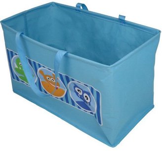 JVL Boy Kids Folding Toy Storage Bag with Handles, Monsters Face Design - Blue