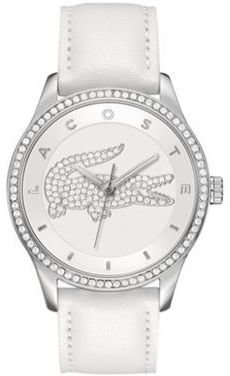 Lacoste Ladies silver/white strap watch