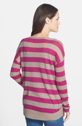 Halogen High/Low Stripe Cashmere Sweater (Regular & Petite)