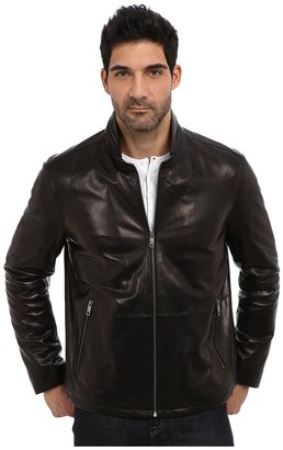 Richard Chai Andrew Marc x Garnett Glove Leather Lightweight Stand Collar Jacket