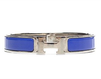Hermes Pre-Owned Blue Enamel Clic Clac GM Bracelet