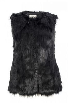 Quiz Black Sleeveless Fur Gilet