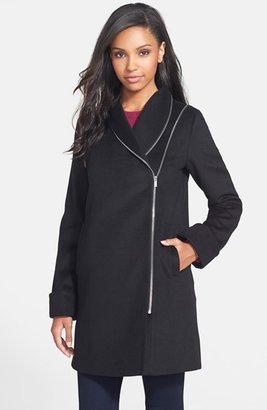 Vera Wang Zip Collar Wool Blend Coat (Online Only)