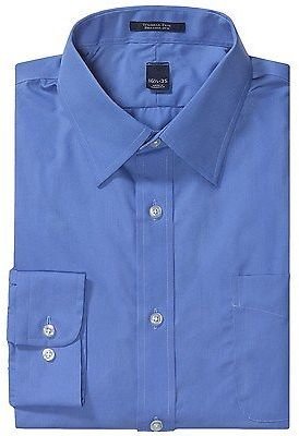 Lands' End New $30 Men's Broadcloth Dress Shirt - Wrinkle Free, French Blue