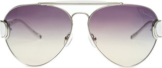 Oscar de la Renta Silver and White Sunglasses
