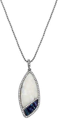 ABS by Allen Schwartz Silver-Tone Cut Stone Crystal Pavé Long Pendant Necklace