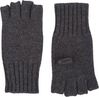 Barneys New York Honeycomb-Knit Fingerless Gloves-Black