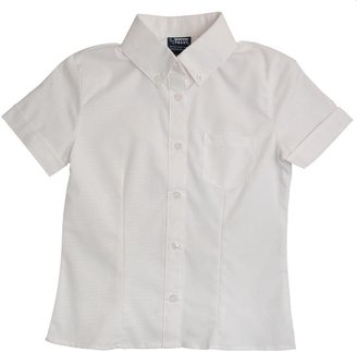 D+art's At School by French Toast Juniors Short Sleeve Oxford Blouse with Darts (White)